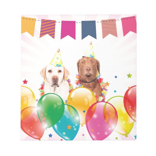 Labrador Retriever Hund Balloons Birthday Anteckningsblock (Framsida)