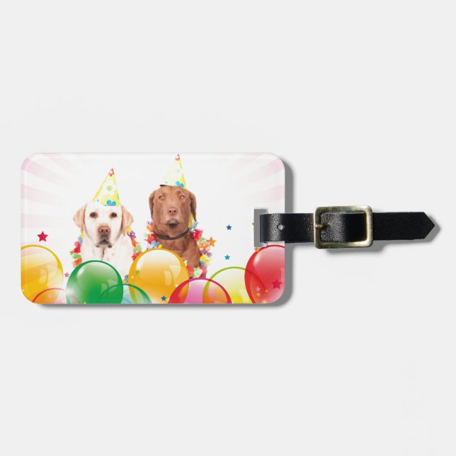 Labrador Retriever Hund Balloons Birthday Bagagebricka (Horisontell Framsida)