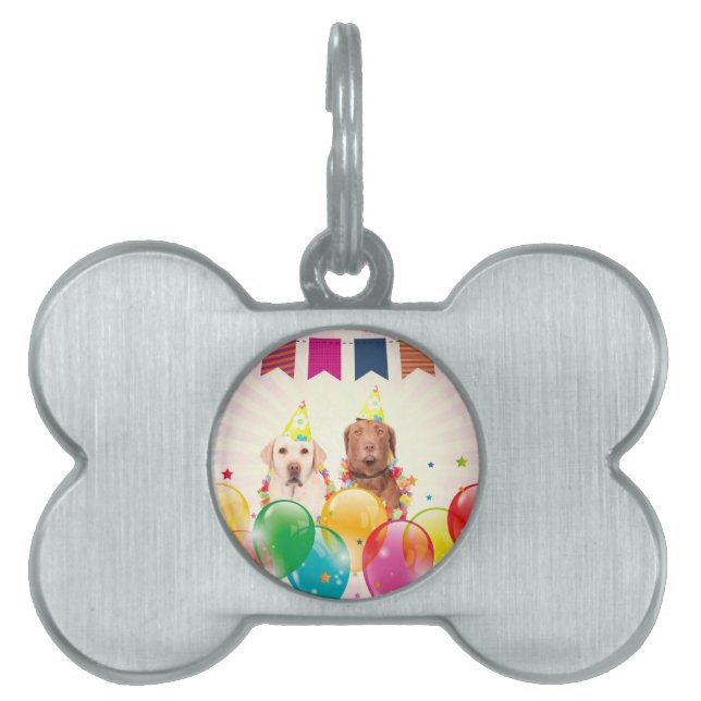 Labrador Retriever Hund Balloons Birthday Namnbricka Husdjur (Framsidan)
