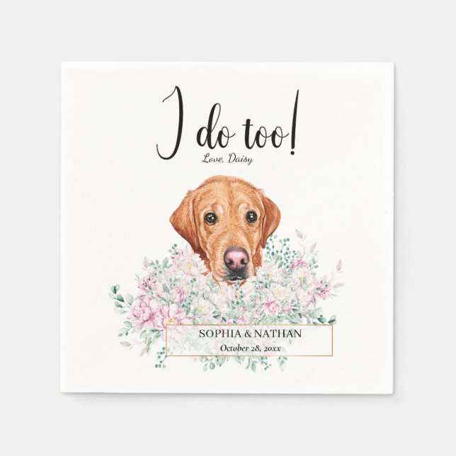 Labrador Retriever Hund Bröllop Cocktail Napkins Pappersservett (Framsidan)