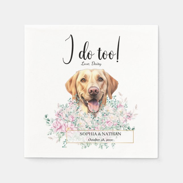Labrador Retriever Hund Bröllop Cocktail Napkins Pappersservett (Framsidan)