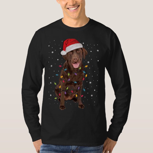 Labrador Retriever Hund Chocolate Lab för jul T Shirt (Framsida)