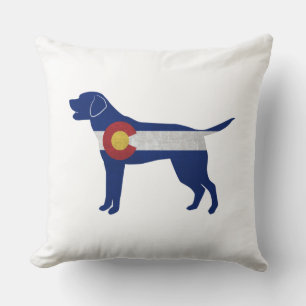 Labrador Retriever Hund Colorado Flagga Silhouette Kudde