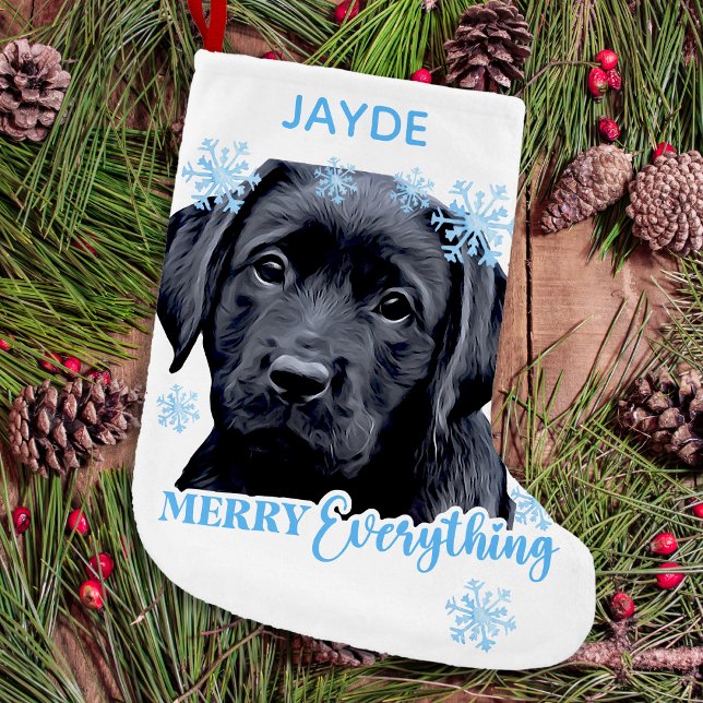 Labrador Retriever Hund Cute Snö Puppy Liten Julstrumpa (Skapare uppladdad)