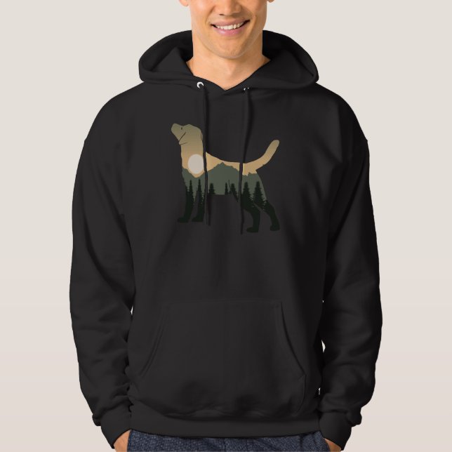 Labrador Retriever Hund Forest Mountain Sunset Hoodie (Framsida)