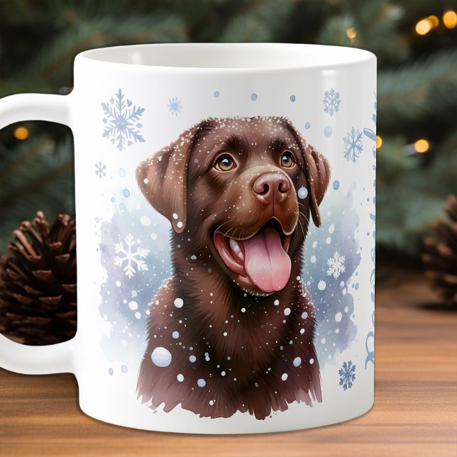 Labrador Retriever Hund Helgdag Snöflingor Puppy Kaffemugg (Skapare uppladdad)