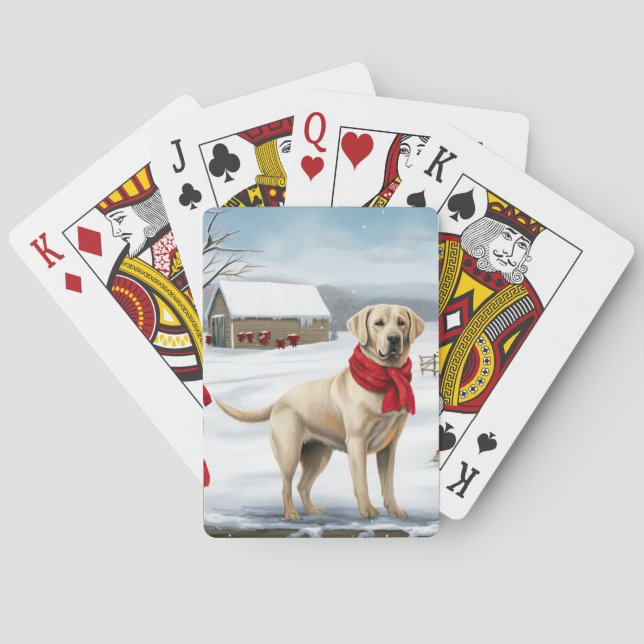 Labrador Retriever Hund i Snö jul Casinokort (Baksidan)