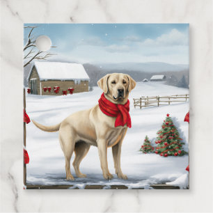 Labrador Retriever Hund i Snö Jul Gåvor Etiketter