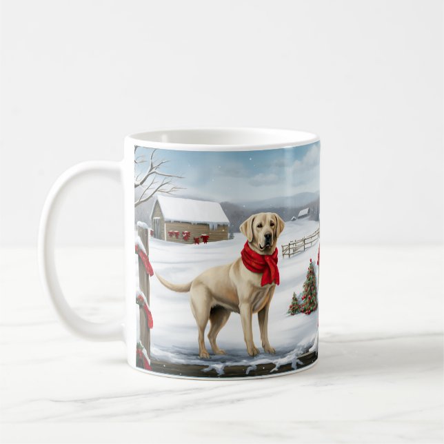 Labrador Retriever Hund i Snö jul Kaffemugg (Vänster)