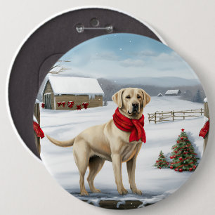 Labrador Retriever Hund i Snö jul Knapp