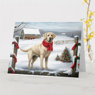 Labrador Retriever Hund i Snö jul Kort