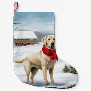 Labrador Retriever Hund i Snö jul Liten Julstrumpa