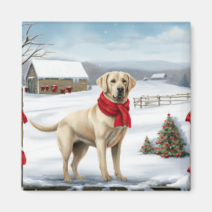 Labrador Retriever Hund i Snö Jul Magnet