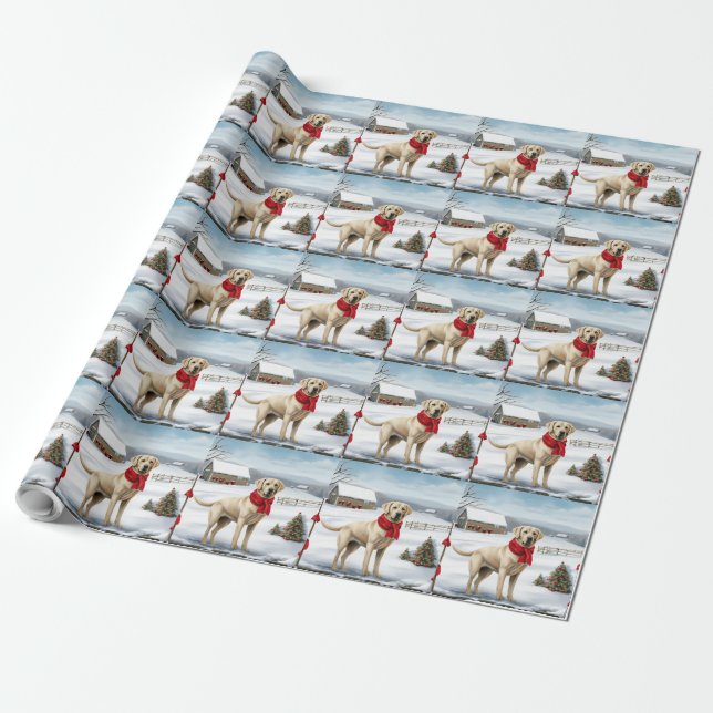 Labrador Retriever Hund i Snö jul Presentpapper (Utrullad)