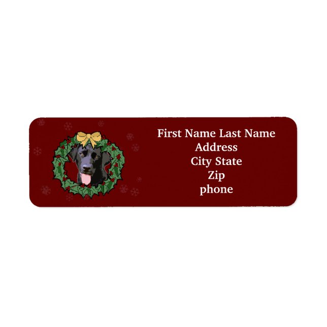 Labrador Retriever Hund: Lab Hund till jul Returadress Etikett (Framsidan)