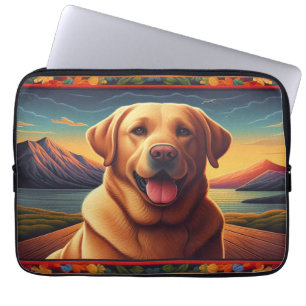 Labrador Retriever Hund liggande Blommigt dekorati Laptop Fodral