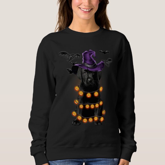 Labrador Retriever Hund Ljus Pumpa Halloween Te T Shirt (Framsida)