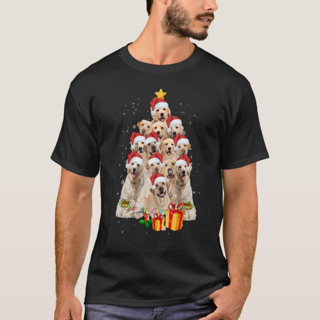Labrador Retriever Hund Ljus Santa Julgran T Shirt (Framsida)