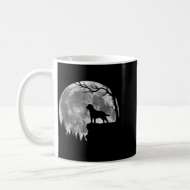 Labrador Retriever Hund Månens Silhuett Halloween Kaffemugg (Vänster)