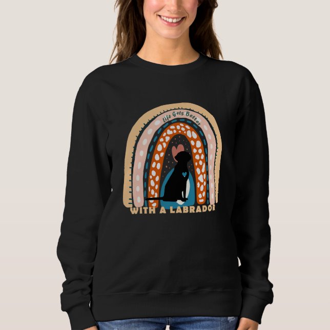 Labrador Retriever Hund Med Mönstrad Regnbåge 1 T Shirt (Framsida)