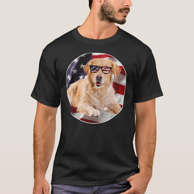Labrador Retriever Hund Patriot USA flagga T Shirt (Framsida)