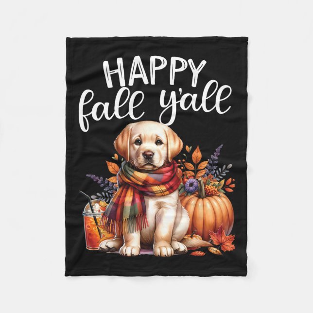 Labrador Retriever Hund Pumpkin Spice Lycklig Fall Fleecefilt (Framsidan)