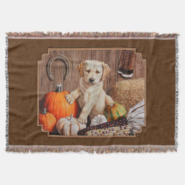 Labrador Retriever Hund & Pumpkins Brown Mysfilt (Framsidan)