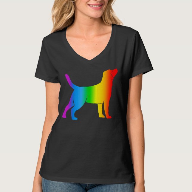 Labrador Retriever Hund Rainbow Färg T Shirt (Framsida)
