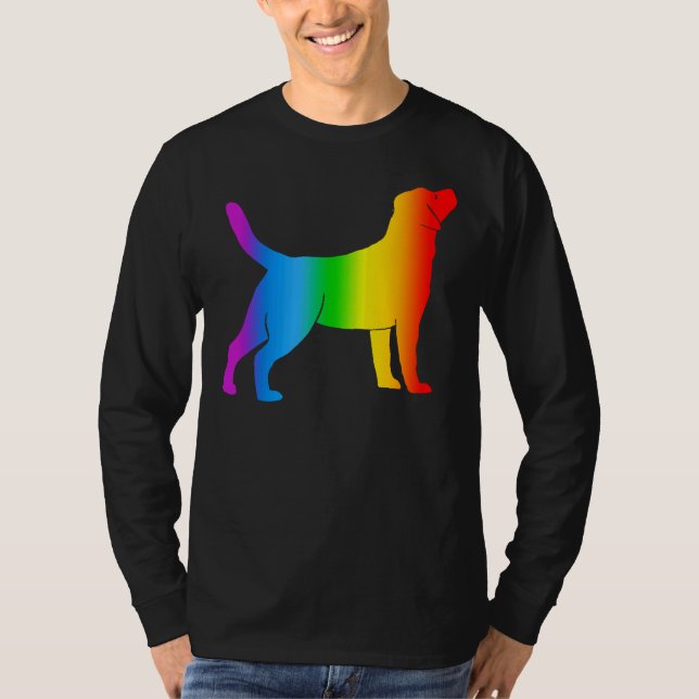 Labrador Retriever Hund Rainbow Färg T Shirt (Framsida)