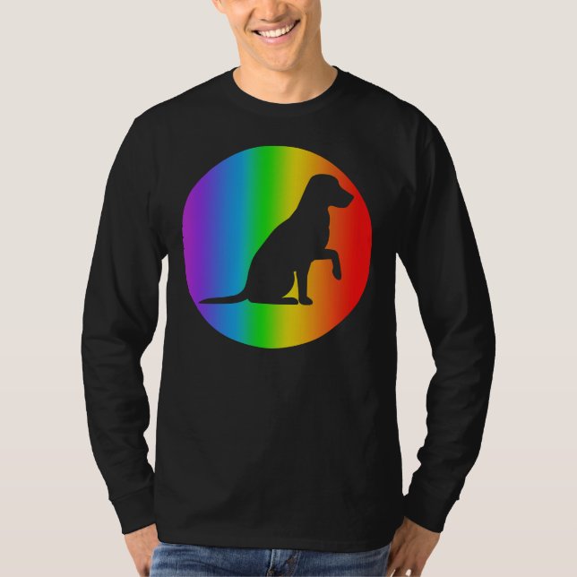 Labrador Retriever Hund Rainbow Silhouette T Shirt (Framsida)