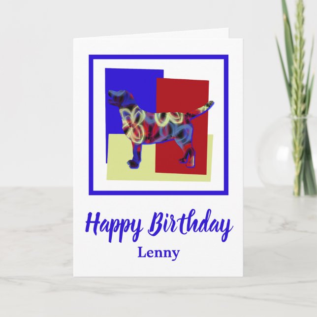Labrador Retriever Hund Red Blue Gult Birthday Kort (Framsida)
