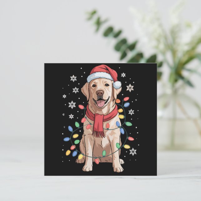 Labrador Retriever Hund Santa Clause Hatt Jul Jul Julkort (Stående Fram)