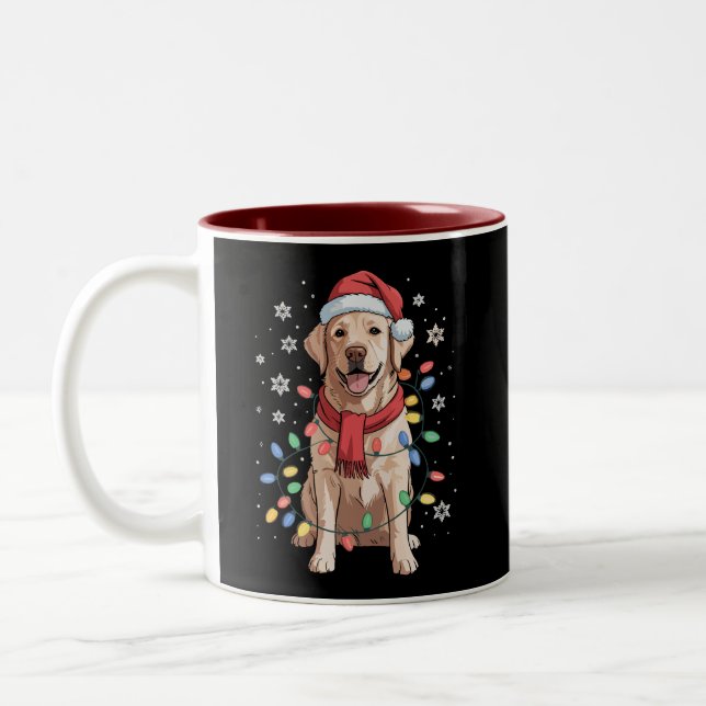 Labrador Retriever Hund Santa Clause Hatt Jul Jul Två-Tonad Mugg (Vänster)