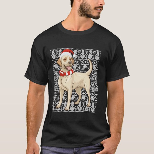 Labrador Retriever Hund Santa Hat Manar Women Ugly T Shirt (Framsida)