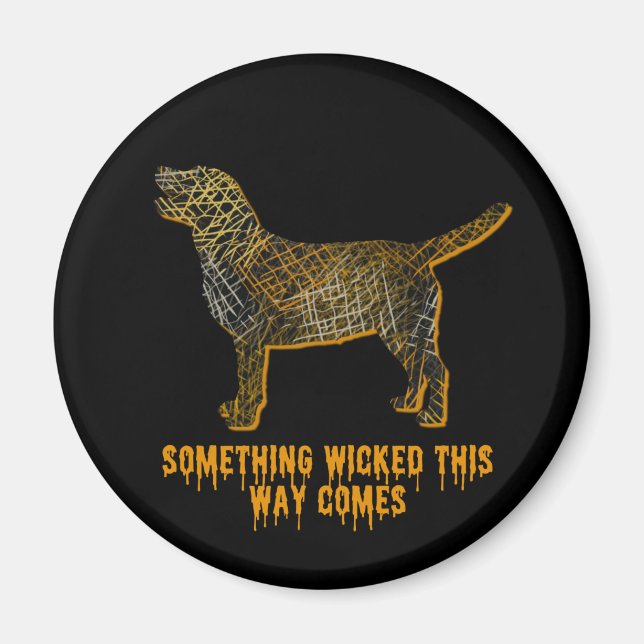 Labrador Retriever Hund Silhouette Roligt Hallowee Magnet (Framsidan)