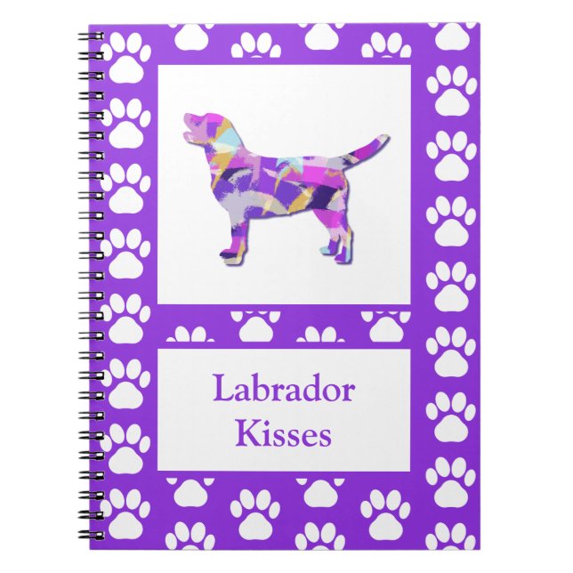 Labrador Retriever Hund Silhouette Tass Lila PY&B Anteckningsbok (Framsidan)