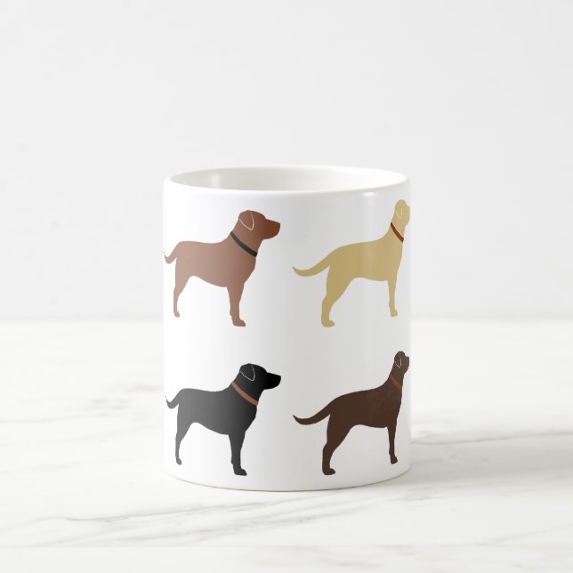 Labrador Retriever Hund Silhouettes Mönster Labs Kaffemugg (Center)