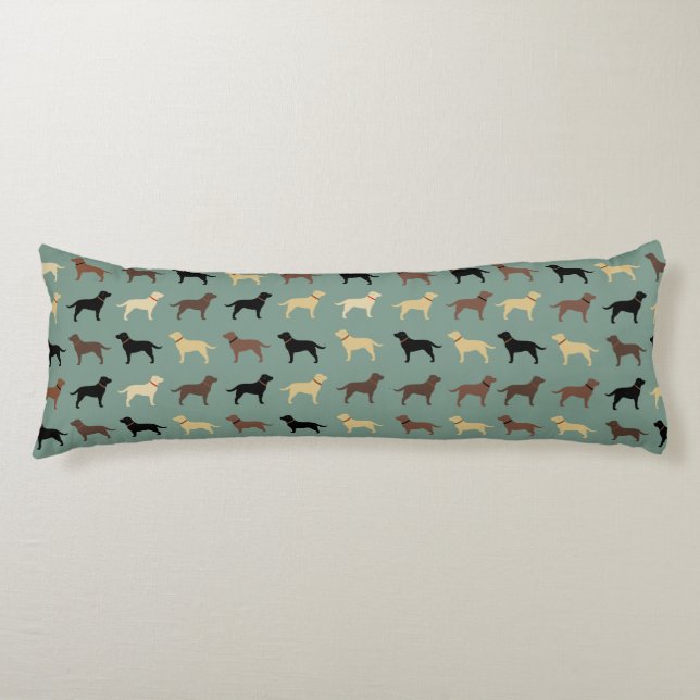 Labrador Retriever Hund Silhouettes Mönster Labs Kroppskudde (Framsidan)