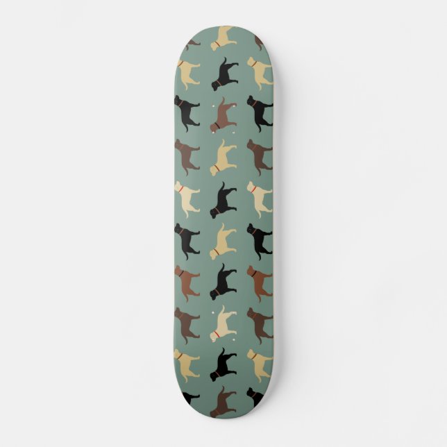 Labrador Retriever Hund Silhouettes Mönster Labs Mini Skateboard Bräda 18,5 Cm (Framsida)