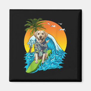 Labrador Retriever Hund Surfing Surfer Hawaii Summ Magnet