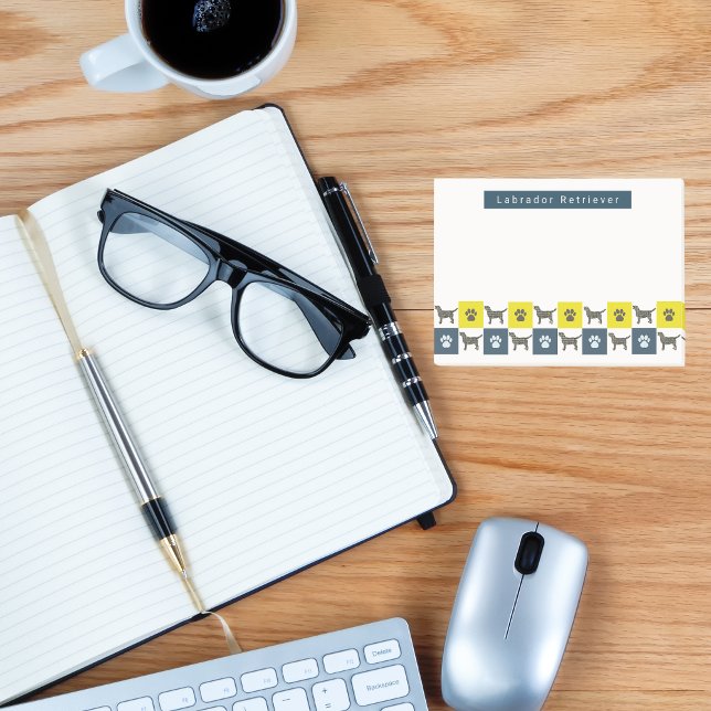 Labrador Retriever Hund & Tass Gult & Blue Grids Post-it Block (Skapare uppladdad)