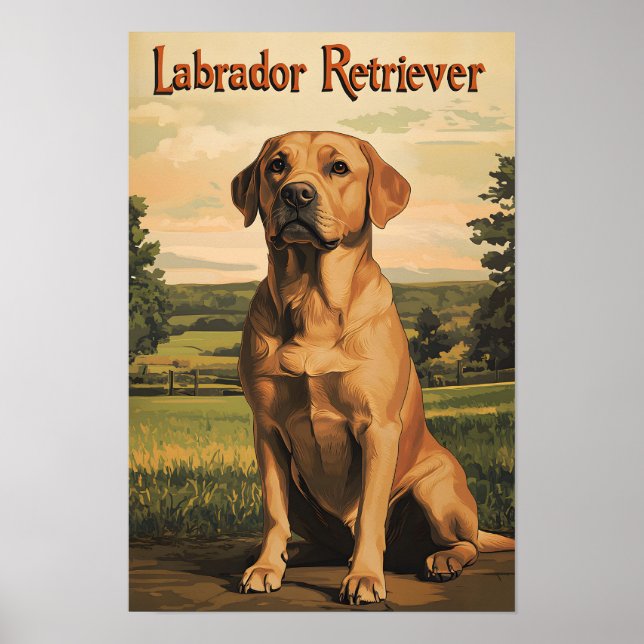Labrador Retriever Hund Vintage Konst Poster (Framsidan)