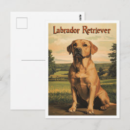 Labrador Retriever Hund Vintage Konst Vykort