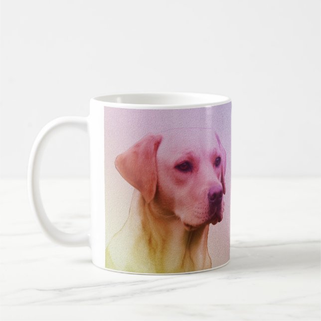 Labrador Retriever Hund Watercolor Porträtt 01 Kaffemugg (Vänster)