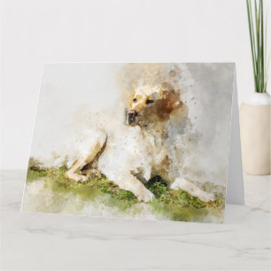 Labrador Retriever Hund Watercolor Porträtt 03 Tack Kort