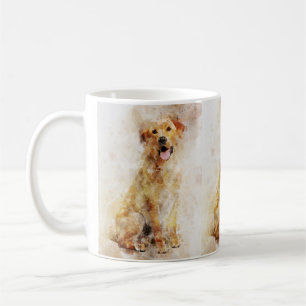 Labrador Retriever Hund Watercolor Porträtt 04 Kaffemugg