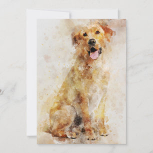 Labrador Retriever Hund Watercolor Porträtt 04 Tack Kort