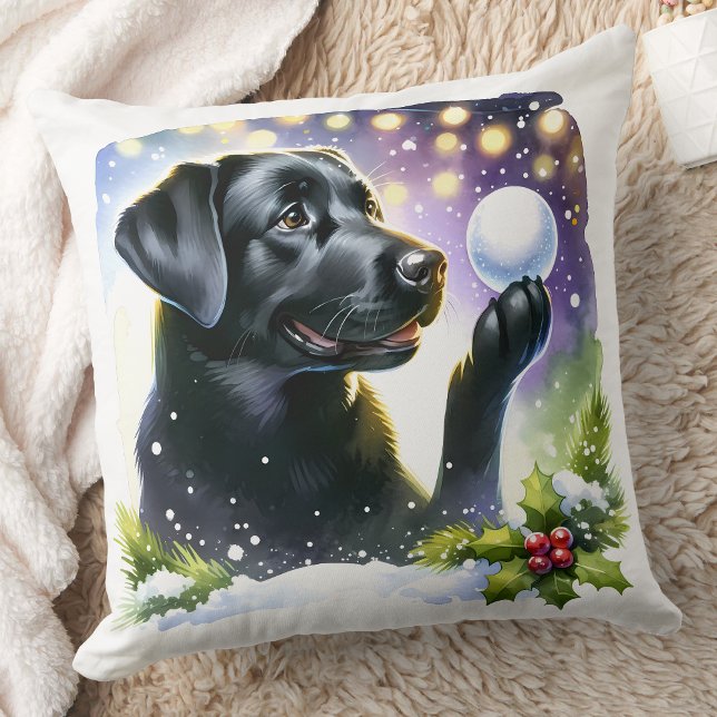 Labrador Retriever Hund Winter Snö jul Kudde (Skapare uppladdad)