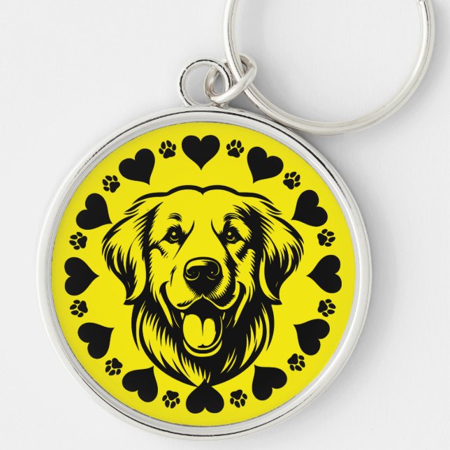 Labrador Retriever Hundägare Rund Silverfärgad Nyckelring (Framsidan)