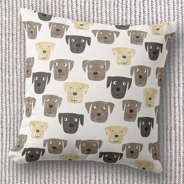 Labrador Retriever Hundar Kudde (Fun Labrador retriever dog pattern throw pillow)